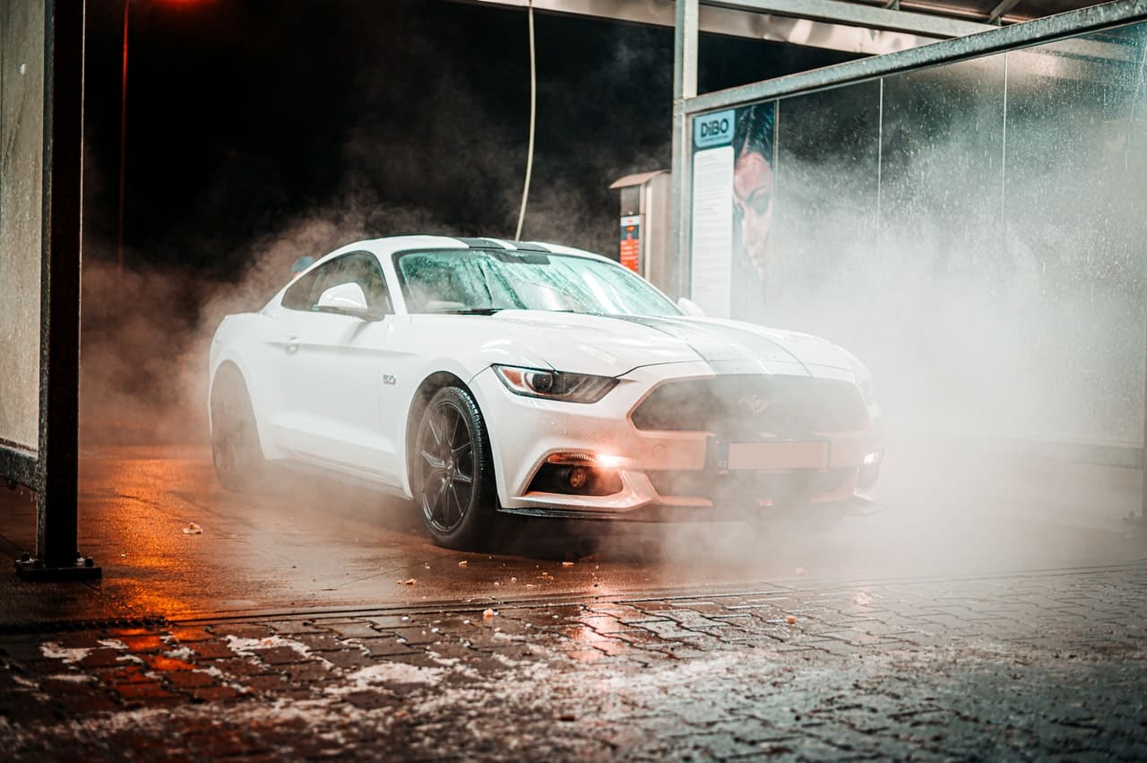 Fully washed Ford Mustang